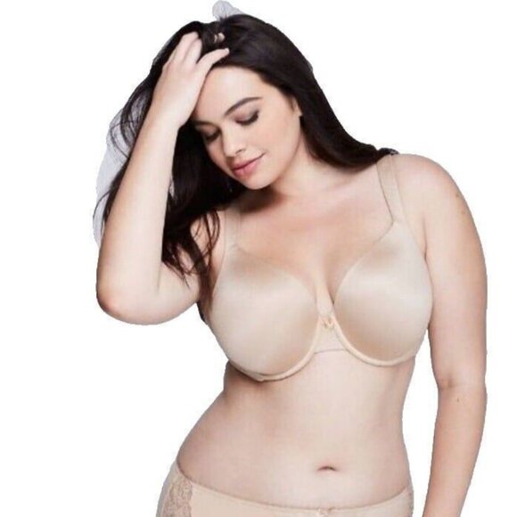 Lane Bryant Cacique Bra Intuition Uplift Plunge Cafe Mocha Size 46DDD - Picture 2 of 7